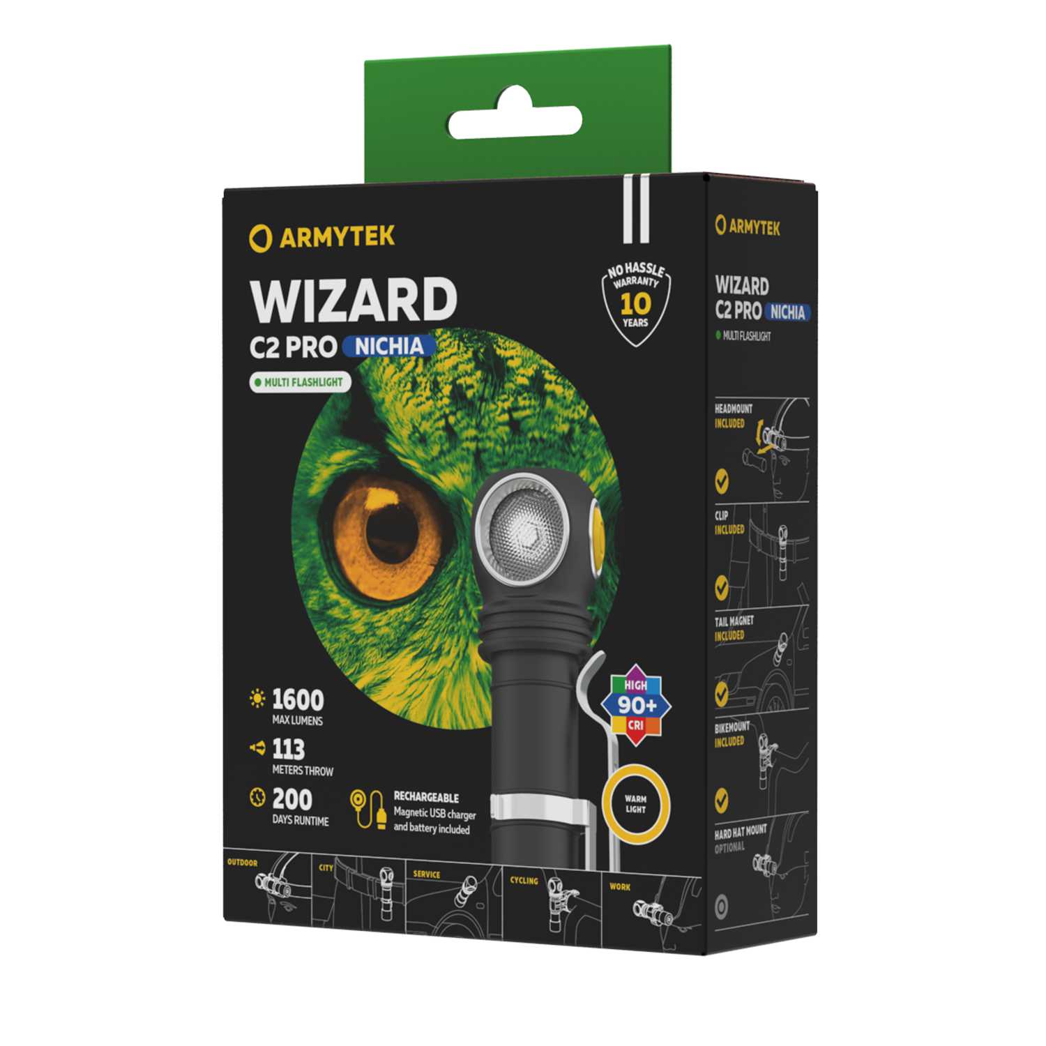 Latarka czołowa Armytek Wizard C2 Pro NICHIA USB - warm